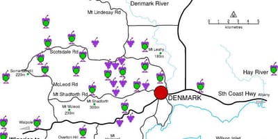 Map of denmark wineries 